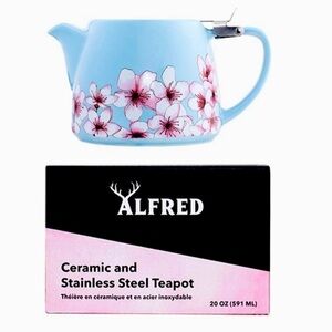 Alfred ceramic and stainless steel teapot. 20 oz